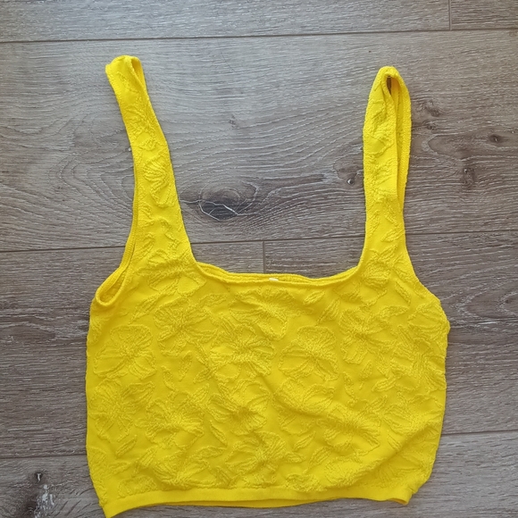 Anthropologie Hannah Seamless Textured Crop Tank Yellow - Picture 7 of 8